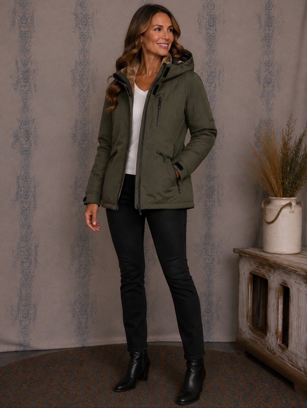 Avalanche Olive Green Hooded Ski Jacket